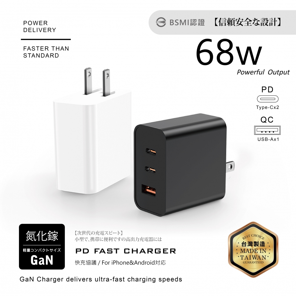 68W-氮化鎵1A+2C充電器