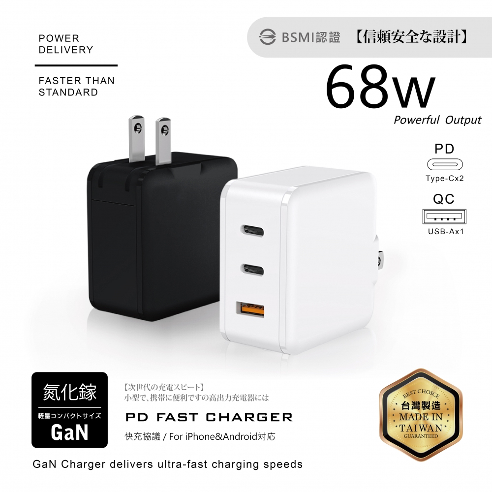 68W-氮化鎵1A+2C充電器