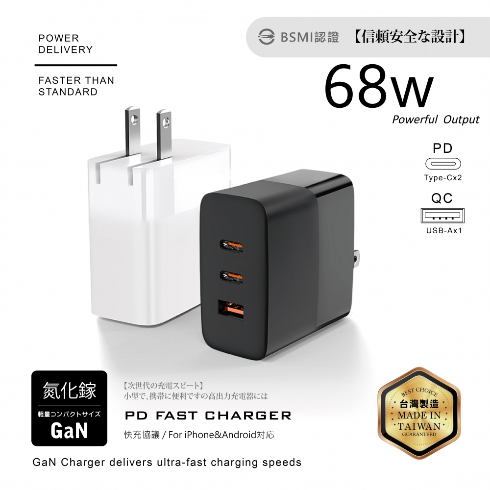 68W-氮化鎵1A+2C充電器