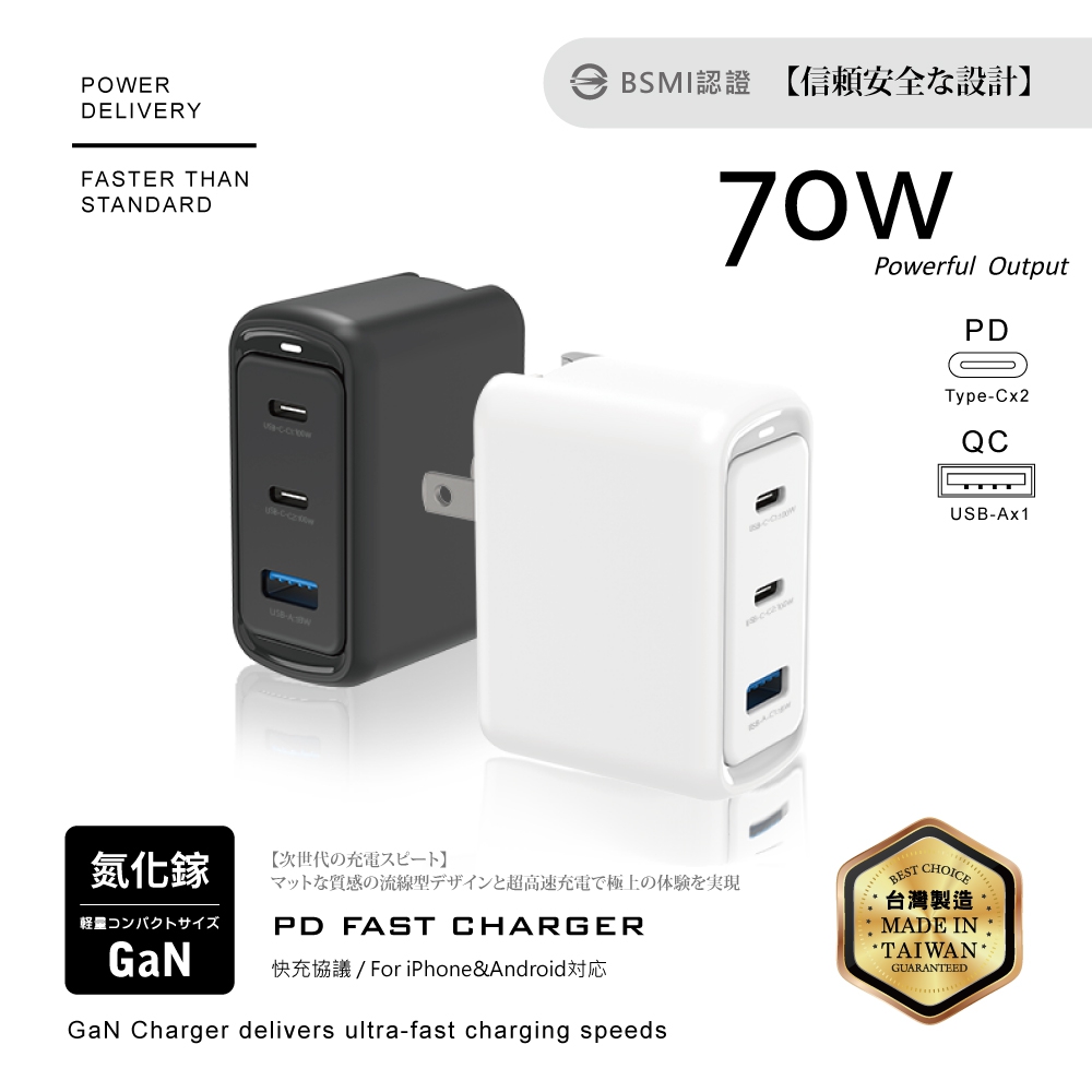 70W-1A+2C充電器